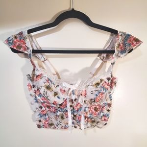 Lace Corset White Floral Top